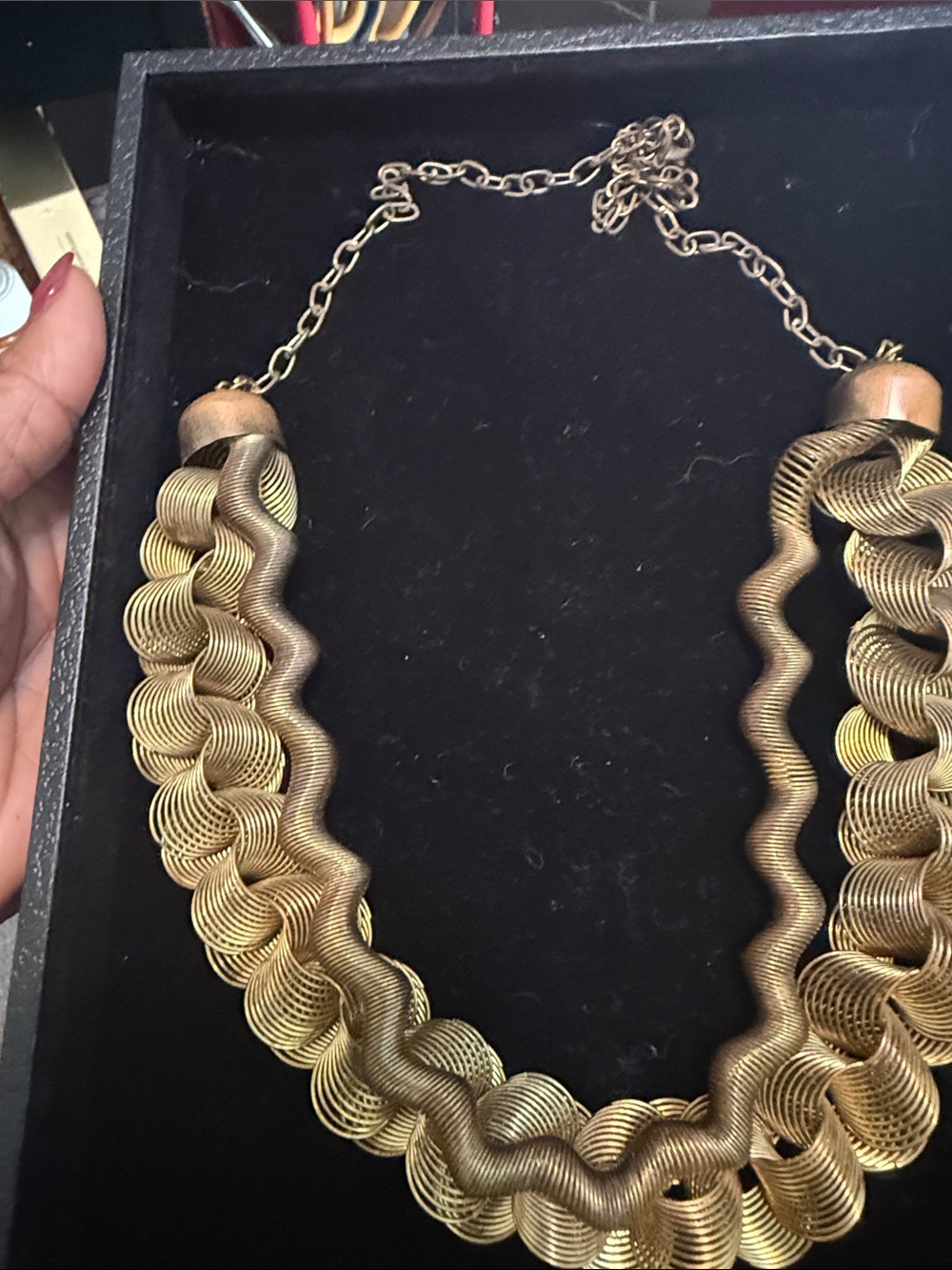 Gold Statement Wavy Chain Necklace - Women Jewelry
